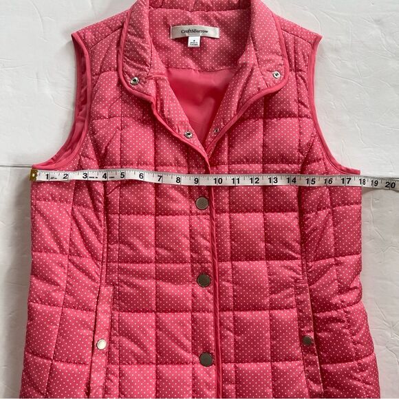 Croft & Barrow Lightweight Polka Dot Coral White Zip Quilted Vest Size S - Picture 10 of 12